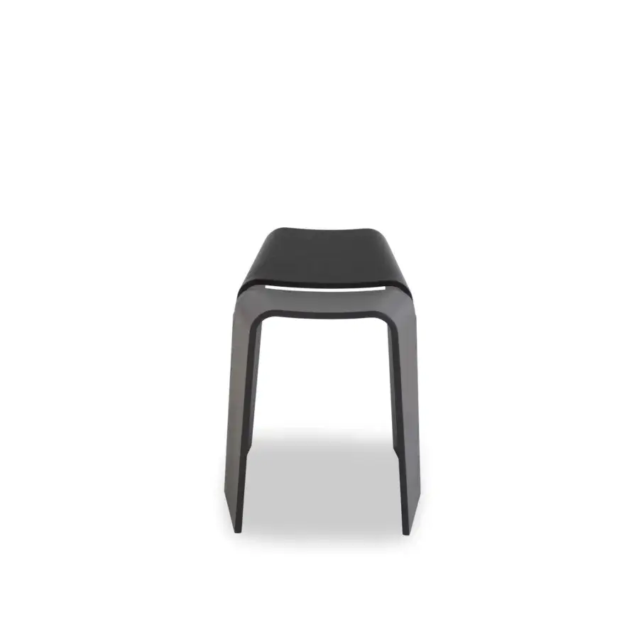 Distinguished Lapalma Kami stool crafted from molded plywood with smooth matte black finish and flowing curved silhouette