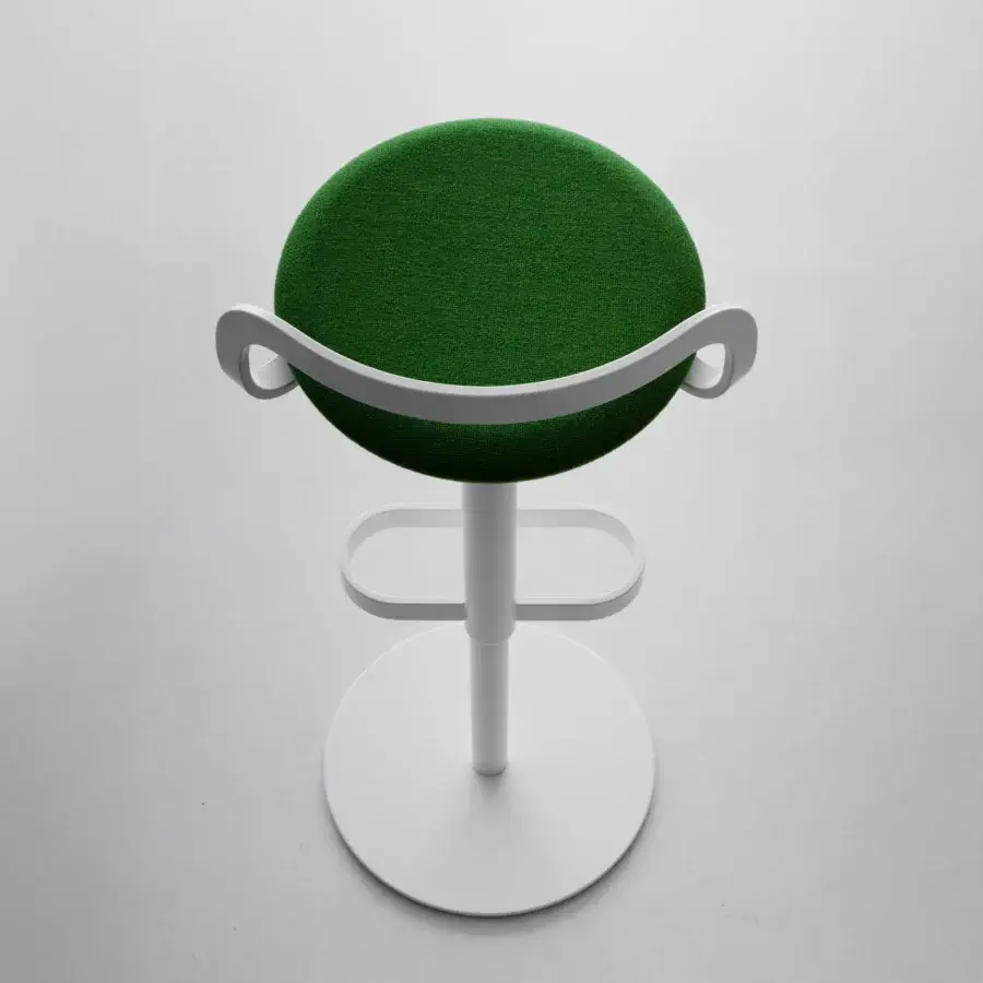 Lavish Lapalma Mak stool in green textured textile with a smooth matte white frame and base