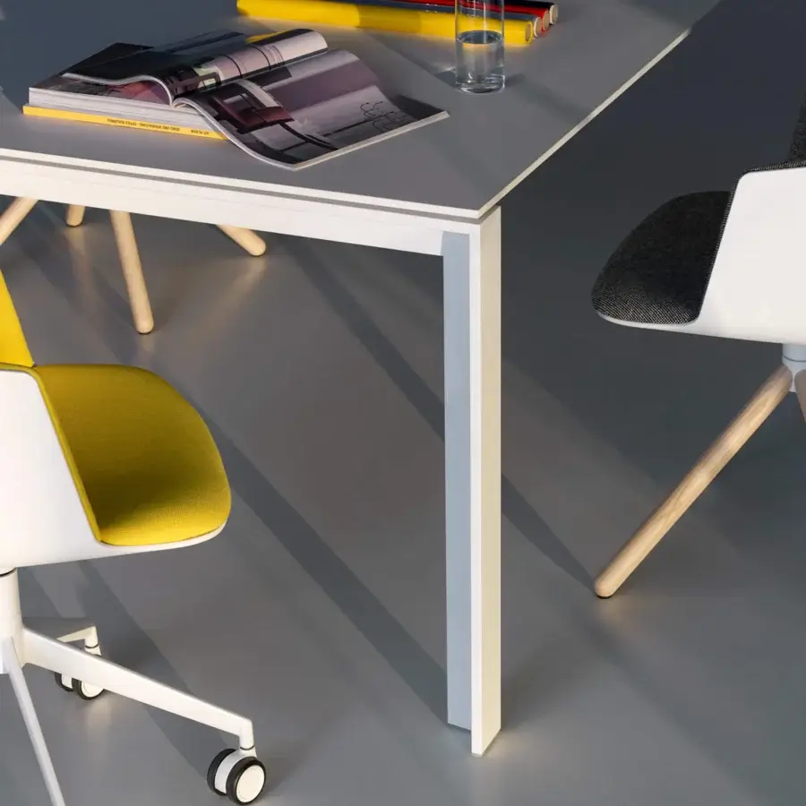 Exceptional Lapalma Apta table with a remarkably thin tabletop and sleek legs in matte white synthetic construction