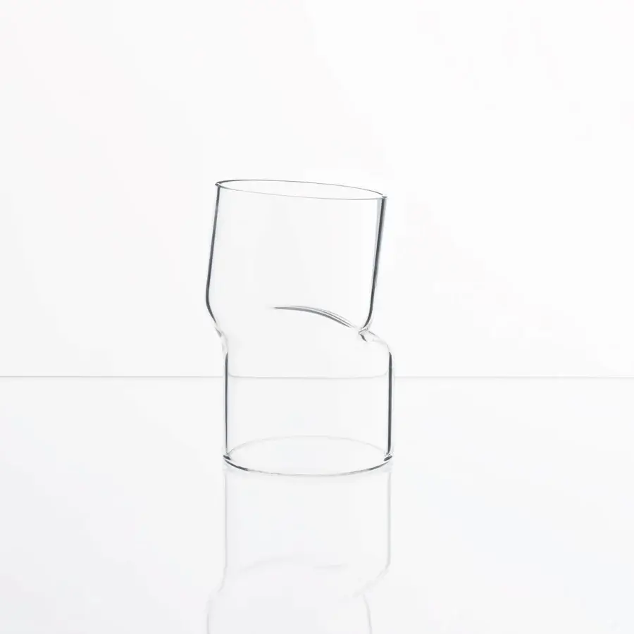 Exceptional Glas Italia Transformer Vase crafted in clear borosilicate glass with a glossy, asymmetrical organic form