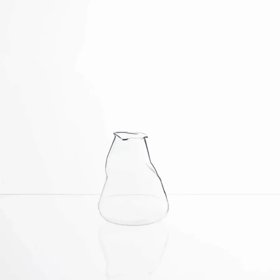 Elegant Glas Italia Transformer Vase crafted in clear borosilicate glass with an intentionally irregular organic silhouette