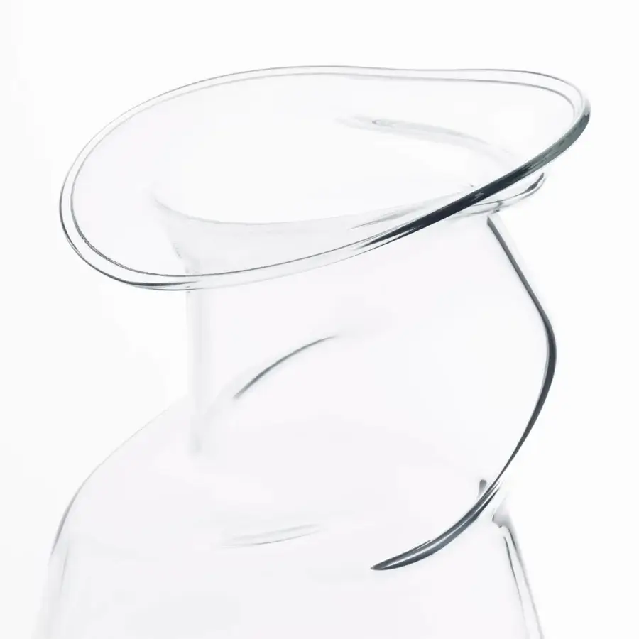 Elegant Glas Italia Transformer Vase crafted in clear borosilicate glass with a dramatically flared and undulating rim