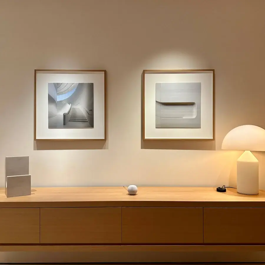 Distinguished Oluce Atollo Glass Lamp crafted in frosted white glass with a polished metallic base
