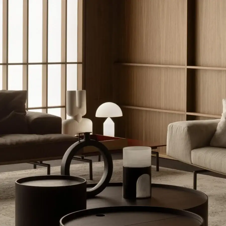 Distinguished Oluce Atollo Glass Lamp crafted in creamy white opaque glass with a polished silver-toned metallic base