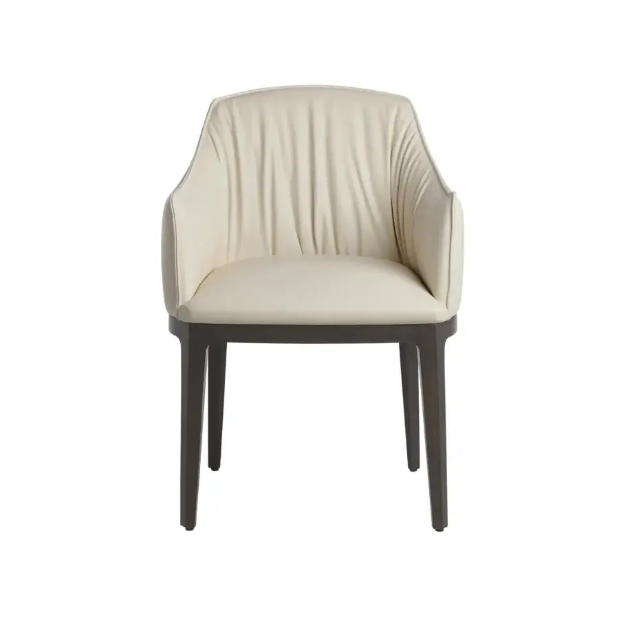 Distinguished Potocco Blossom chair with solid ash wood and cream textured upholstery, crafted with dark wood legs