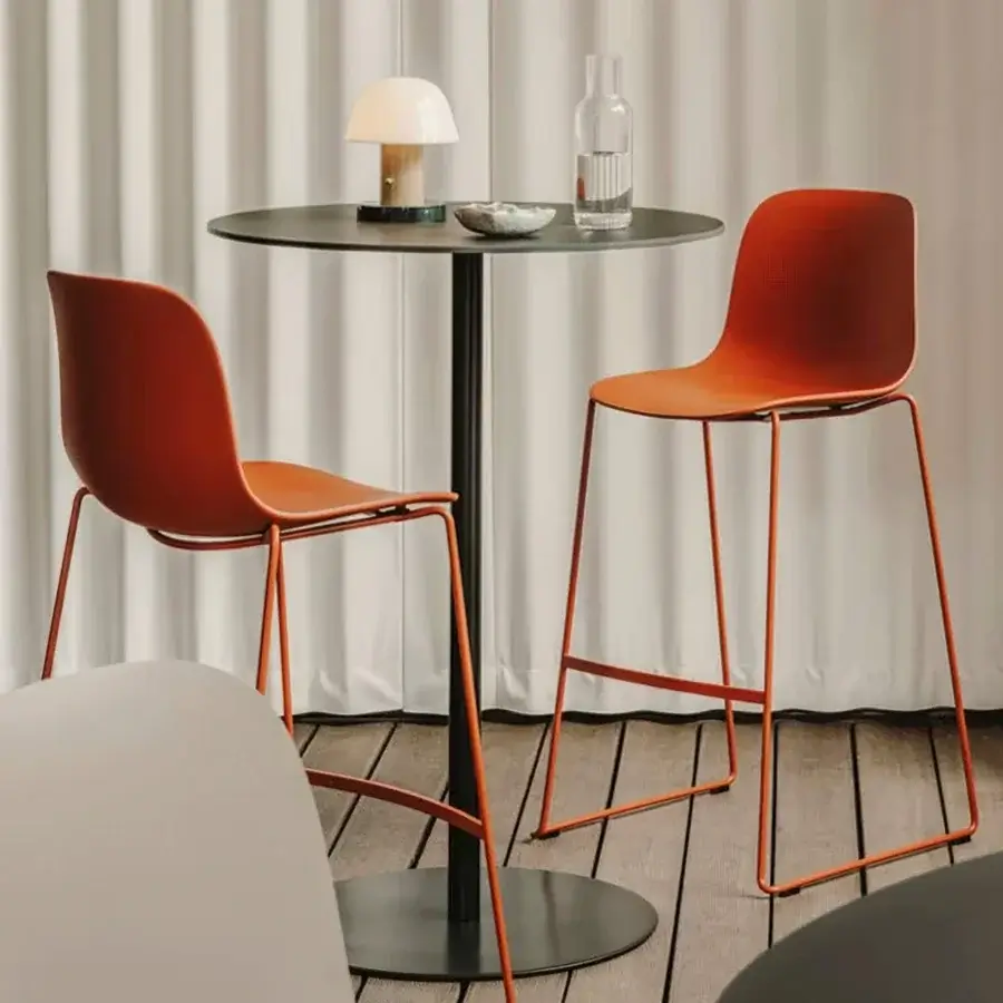 Exceptional Lapalma Brio Bistrot table crafted in Italy with matte black powder-coated base and round tabletop
