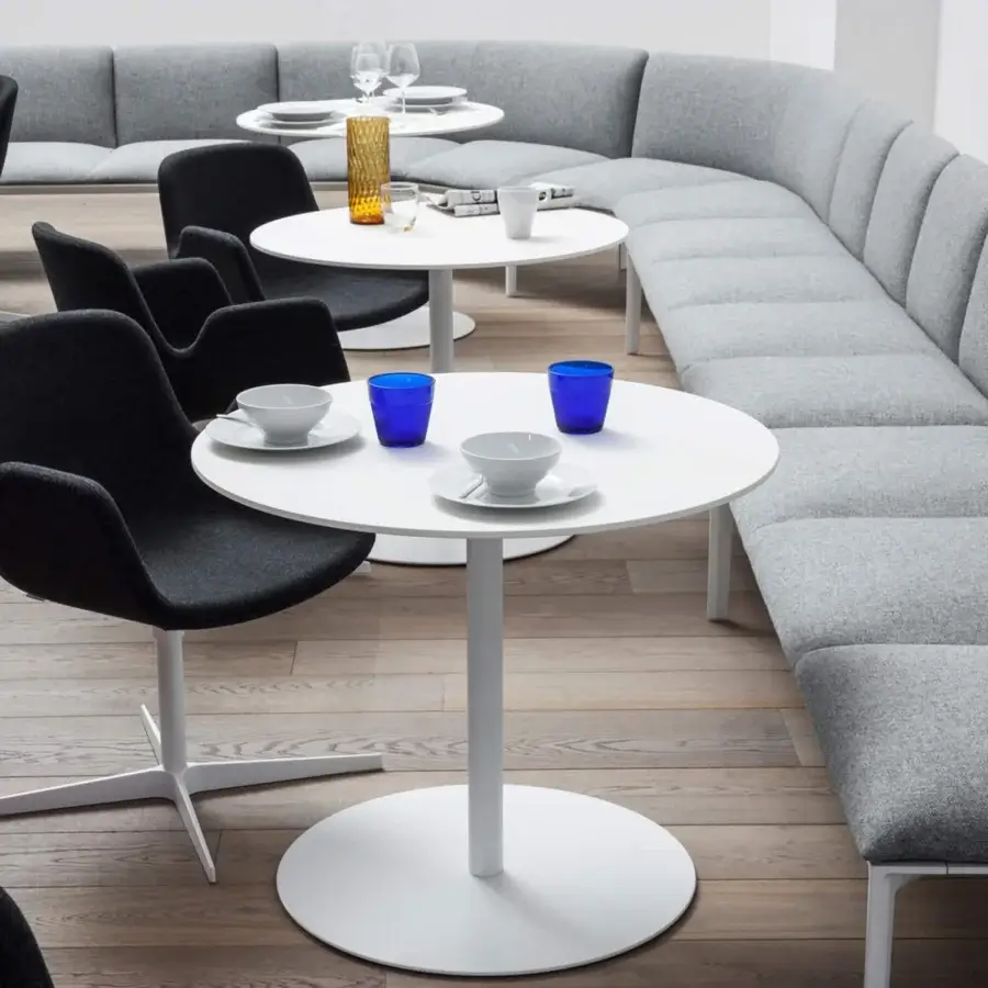 Distinguished Lapalma Brio Bistrot table with white top and base crafted in Italy with smooth matte finish