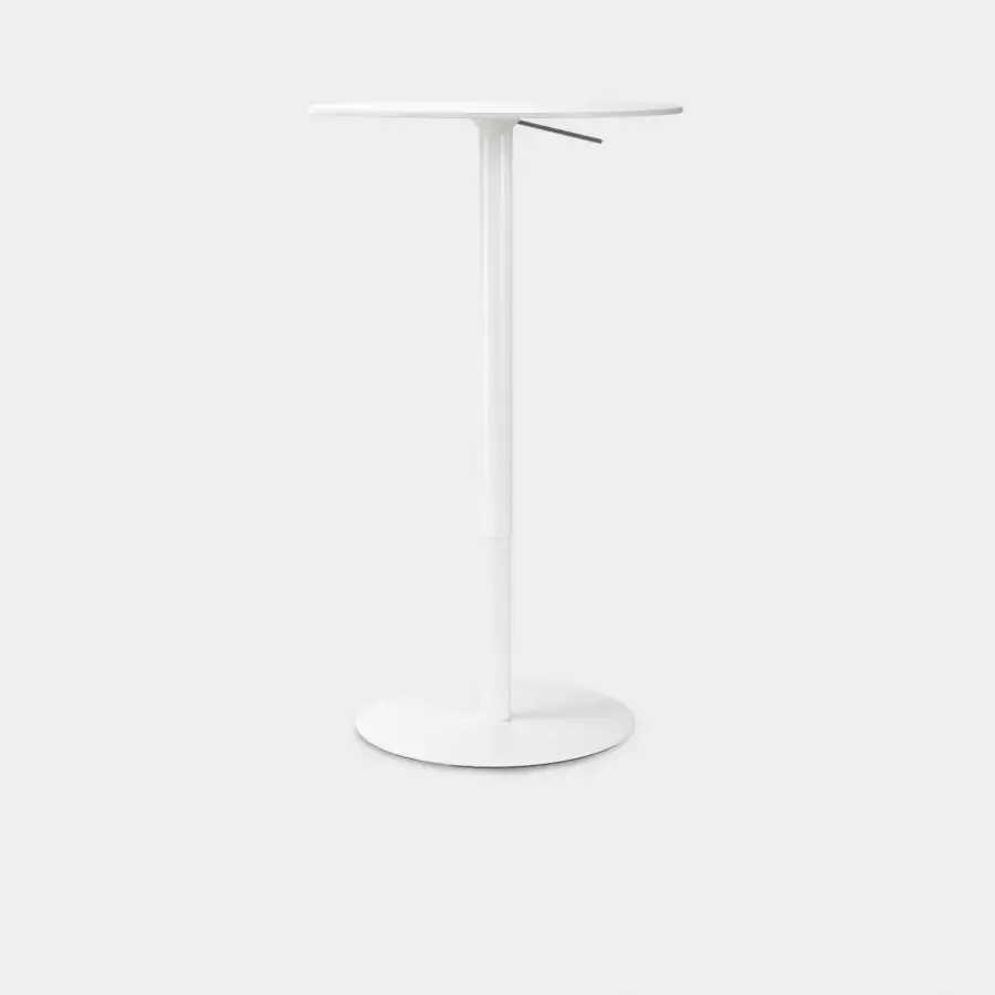 Elegant Lapalma Brio Bistrot table crafted with a matte white top and base, supported by a matte chromed column with linen texture