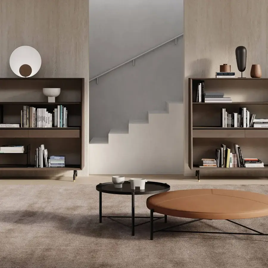 Superior Oluce Siro lamp with a semi-spherical matte white body and slender satin metal base