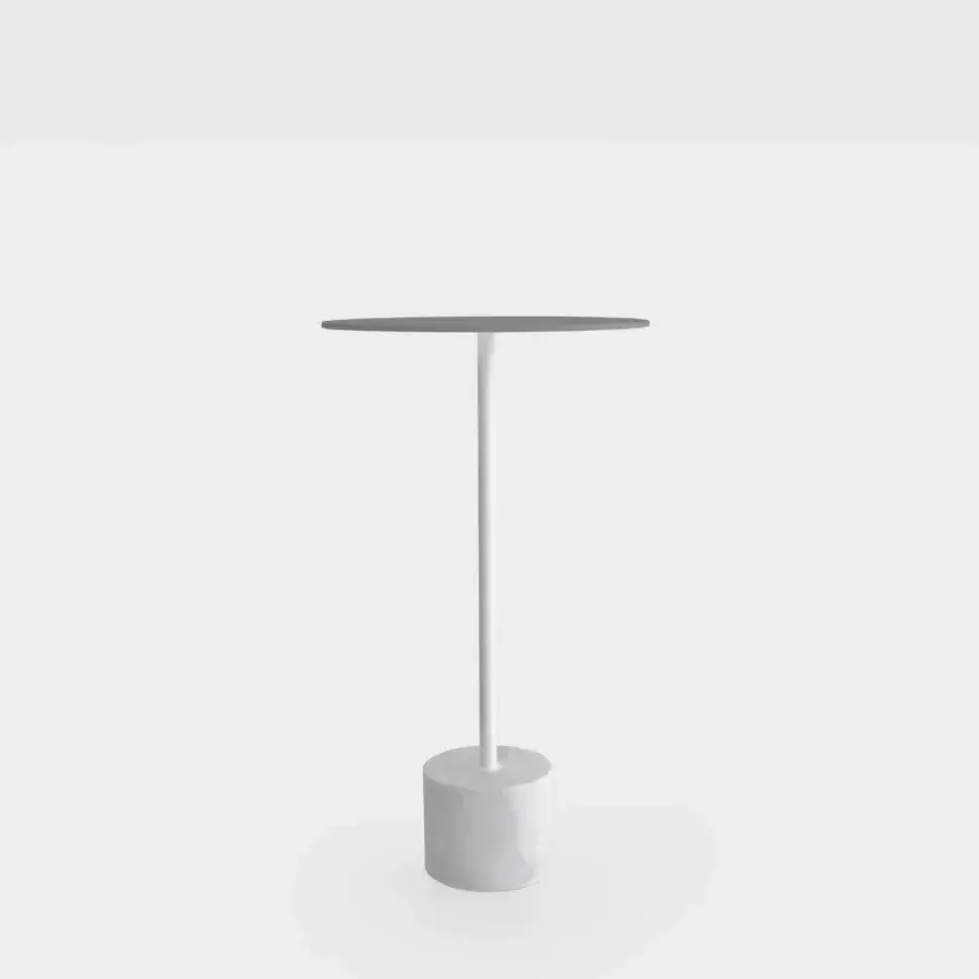 Exceptional Lapalma Jey Bistrot table with pale gray matte tabletop and textured light gray base