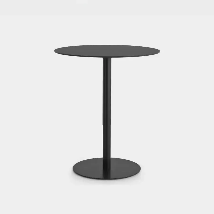Elegant Lapalma Rondò table with black powder-coated zinc-plated base and lacquered MDF tabletop with birch plywood core