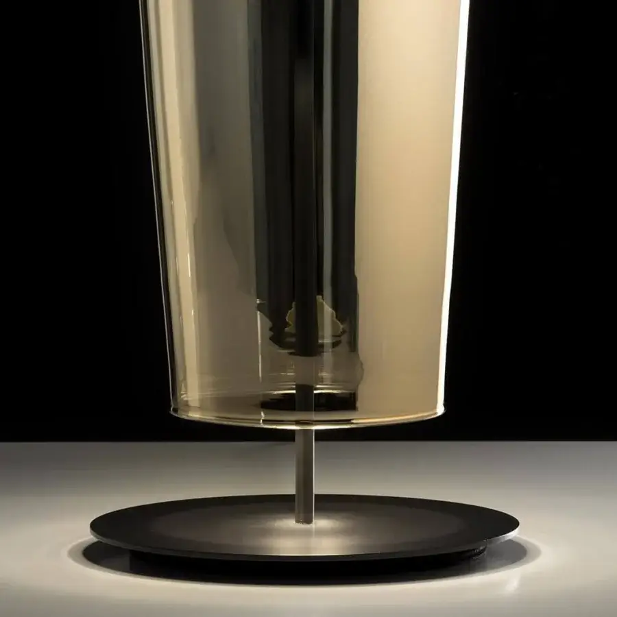 Exceptional melogranoblu Au Table Lamp with gold metallic hand-blown glass and dark grey varnished metal structure