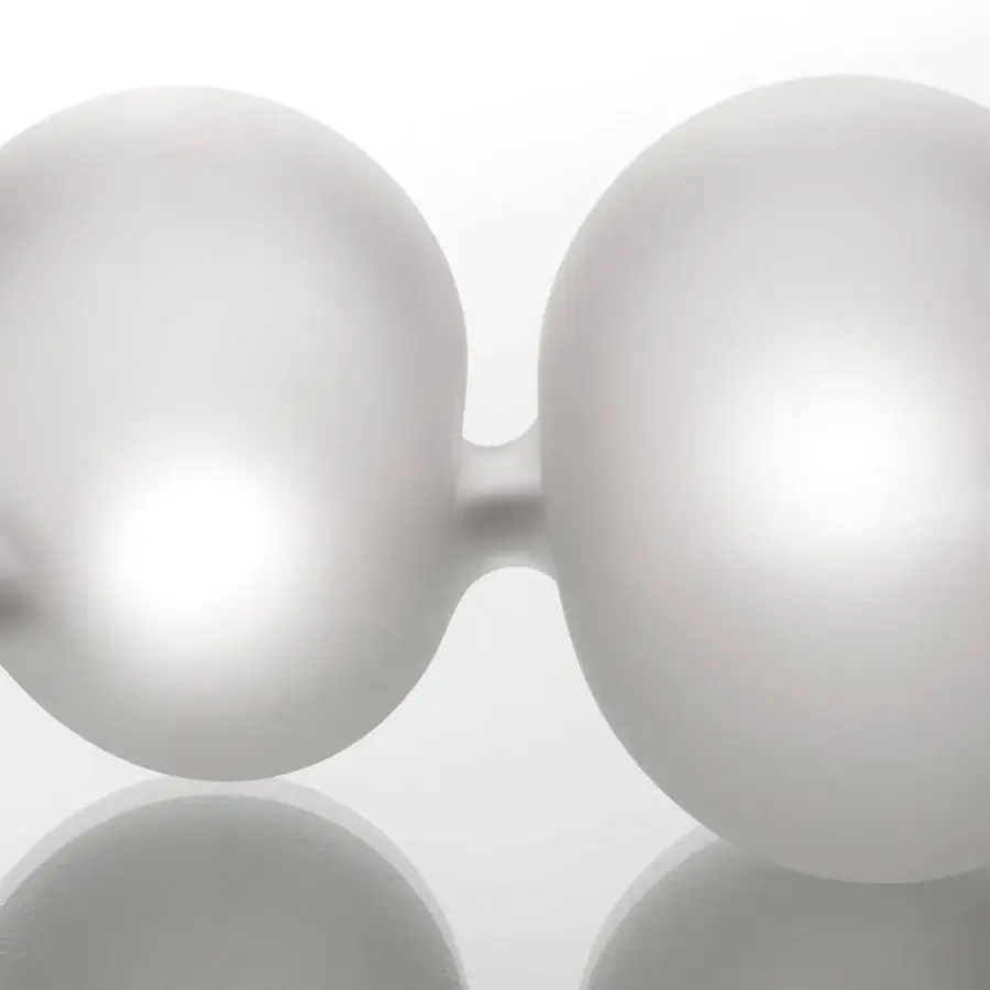 Distinguished melogranoblu Serendipity lamp crafted in frosted glass with pale gray finish and integrated dimmable illumination