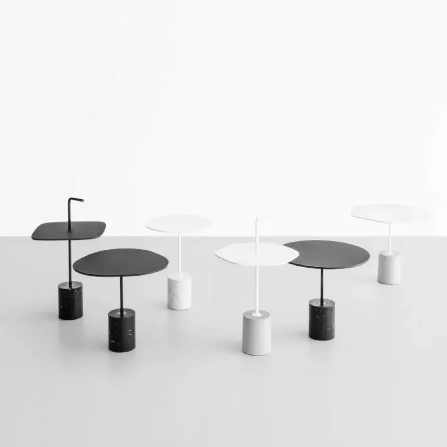Exceptional Lapalma Jey side table with dark tabletop and light-colored base crafted in Italy with a smooth finish