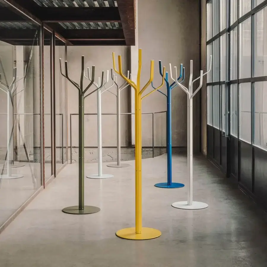 Elegant Lapalma Albero coat stand resembling a stylized tree crafted with matte olive green metal