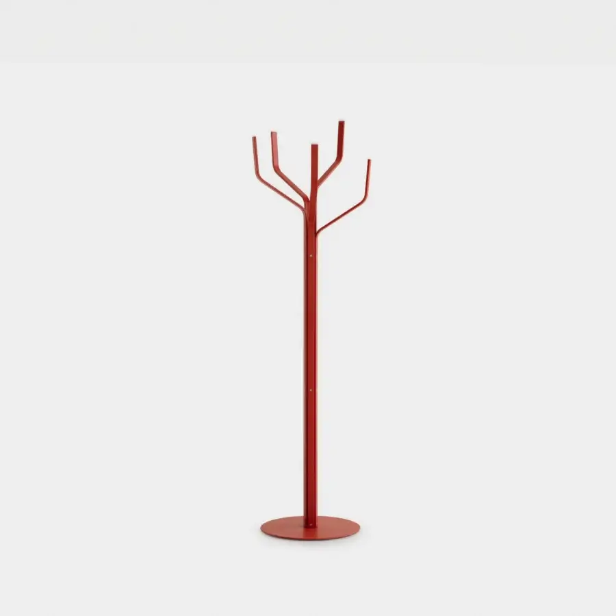 Elegant Lapalma Albero coat stand with a tree-like silhouette crafted in reddish-brown metal with a smooth matte finish
