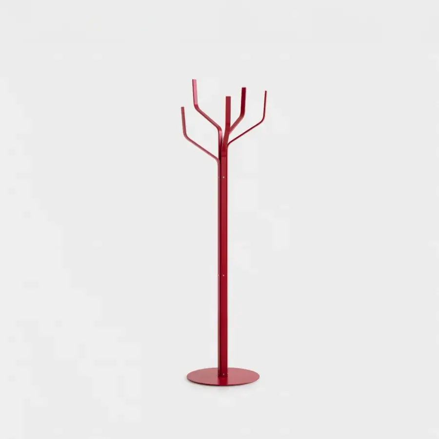 Exclusive Lapalma Albero coat stand with gently arcing branches built in red metal with a smooth finish