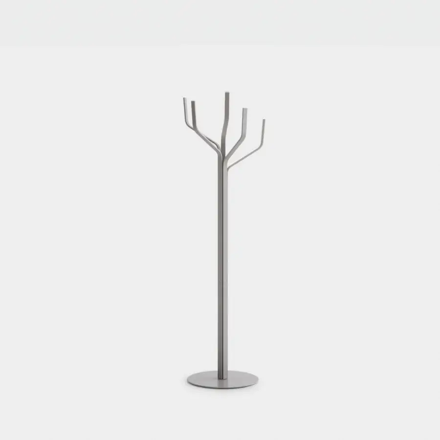 Distinguished Lapalma Albero coat stand with a tree-like form crafted in satin metal offering a contemporary muted gray tone