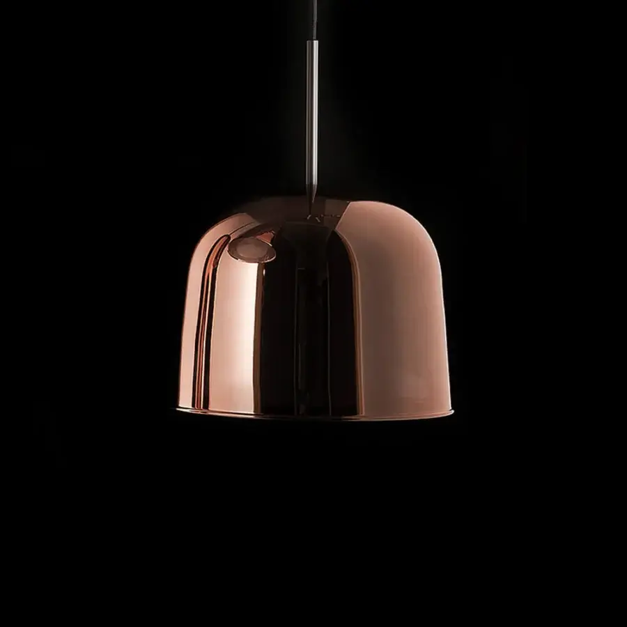Elegant melogranoblu Artusi suspension lamp with metallic copper and frosted white glass in glossy finish