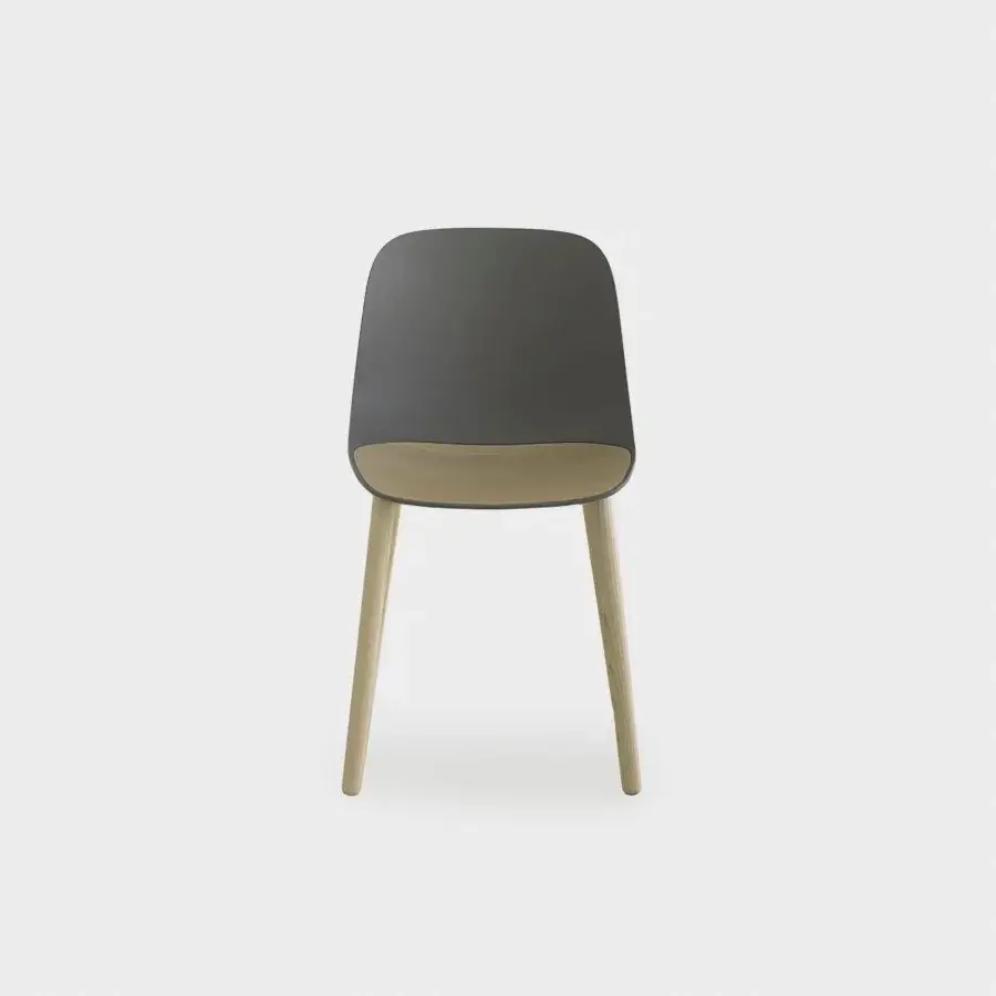 Distinguished Lapalma Seela chair with aerodynamic shell built in dark gray synthetic and light-toned wood legs