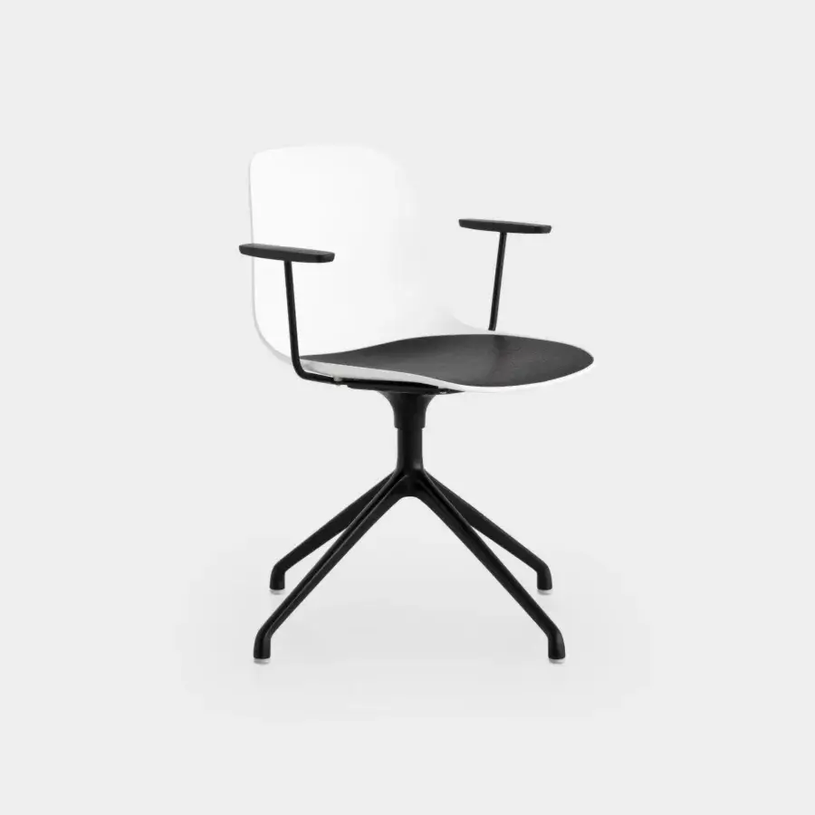 Sophisticated Lapalma Seela chair with molded white polypropylene and satin black four-spoke base with matte finish