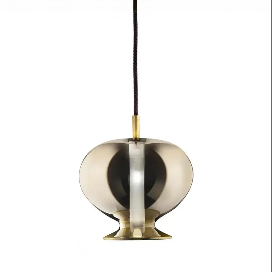 Lavish melogranoblu Opium suspension lamp with hand-blown glass and a gold metallized finish crafted in Italy