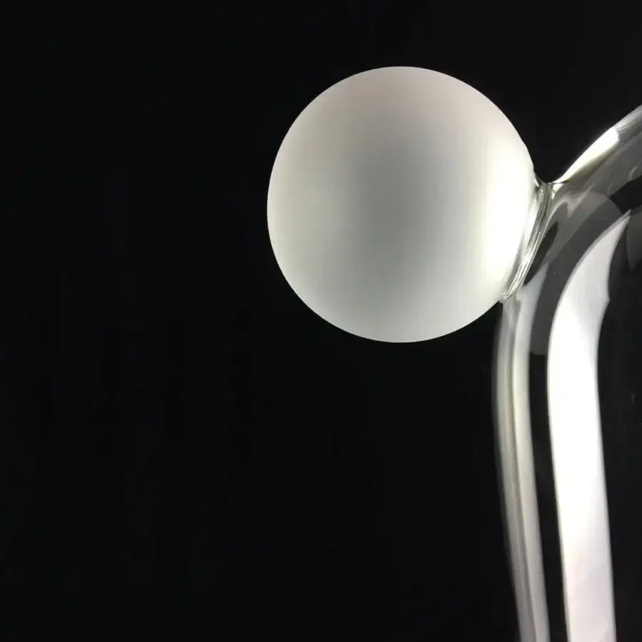 Exceptional melogranoblu Bartolomeo suspension lamp with hand-blown transparent glass and dark grey varnished metal canopy