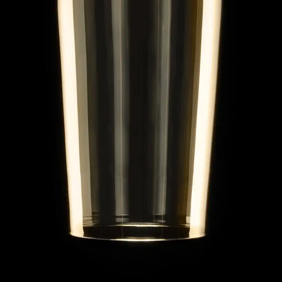 Exceptional melogranoblu Au Suspension Lamp with hand-blown glass, gold metallic finish and dark grey varnished metal structure