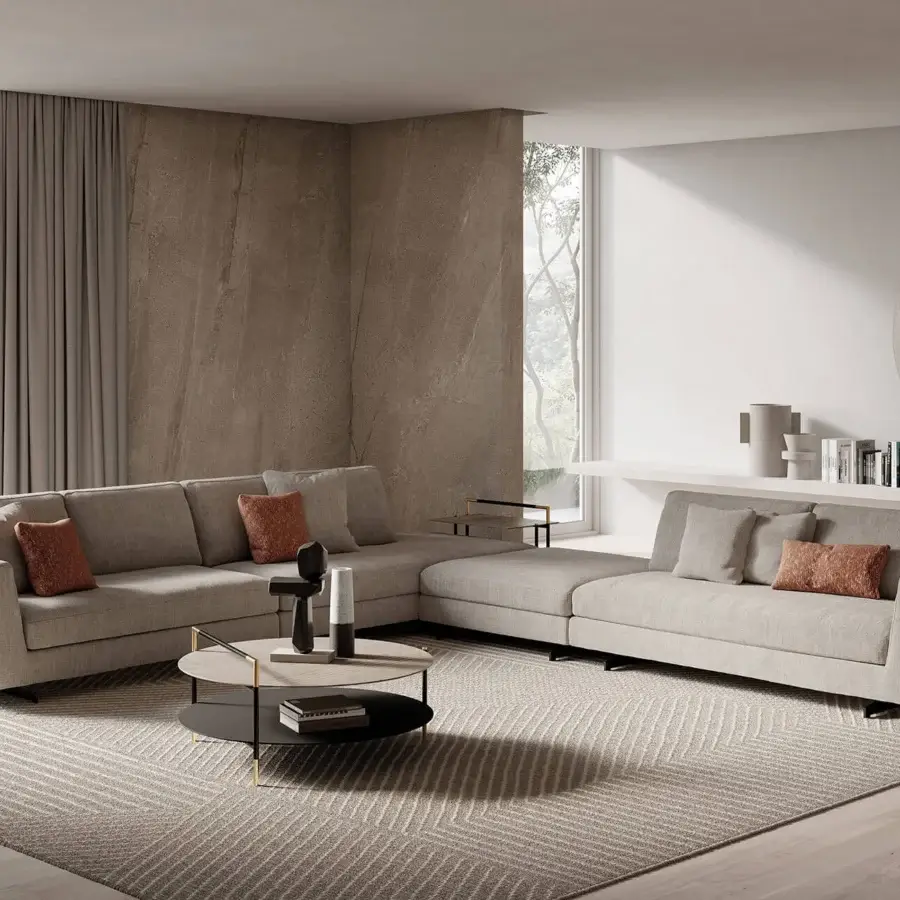 Elegant Oluce Pascal floor lamp crafted in metal with a satin finish and stacked inverted triangular shades