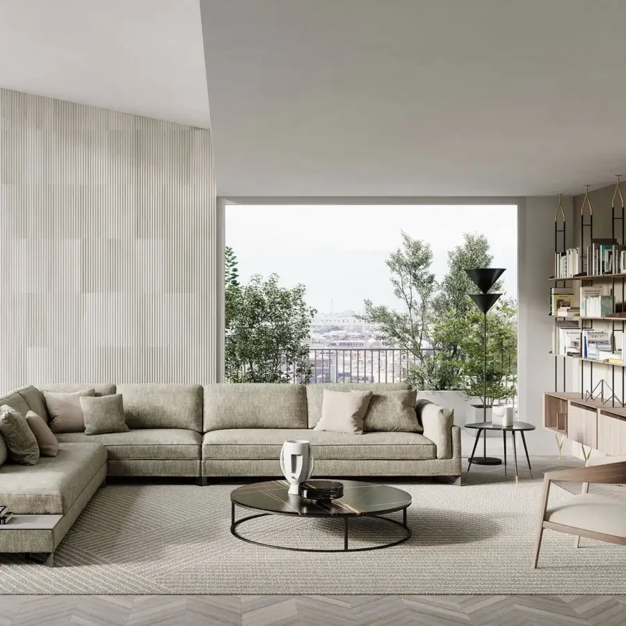 Distinctive Oluce Pascal floor lamp crafted in metal with a smooth matte black finish and dual-circuit illumination