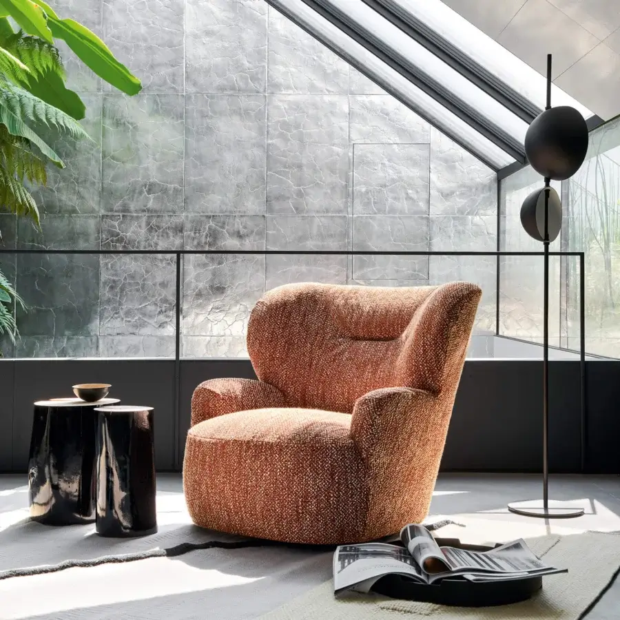 Exceptional Oluce Superluna floor lamp crafted in black metal with overlapping semi-spherical shades diffusing ambient glow
