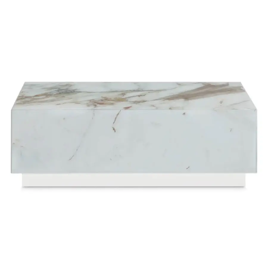 Superior Sicis Panarea side & coffee table with backlit Vetrite gem glass and polished stainless steel base