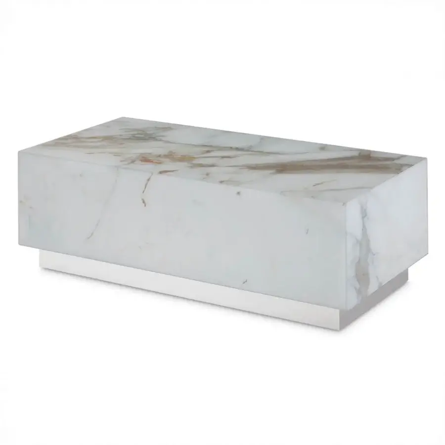 Distinguished Sicis Panarea side & coffee table with backlit Vetrite gem glass and polished stainless steel base crafted in Italy