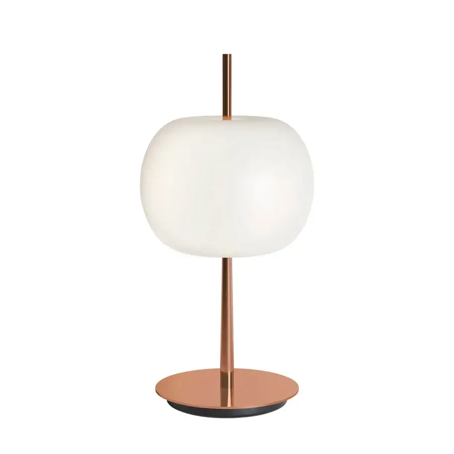 Exclusive Kundalini Kushi 10th lamp crafted in layered mouth-blown opal glass with a warm copper satin finish
