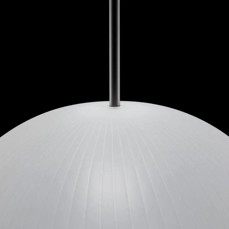Superior melogranoblu Mahidevran suspension lamp crafted in handblown ruled glass with matte white finish