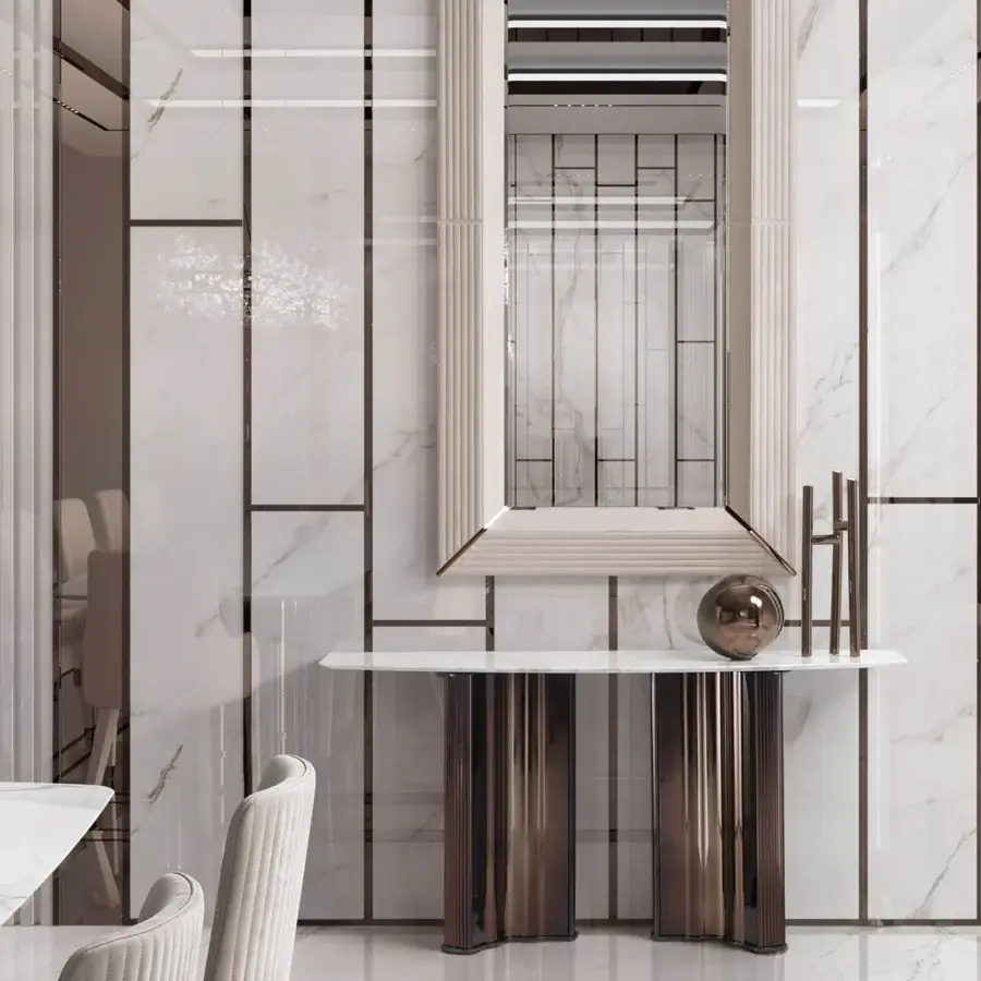 Superior DV Home Collection Byron Cannetè mirror crafted in solid wood with Cannetè upholstery and muted beige finish
