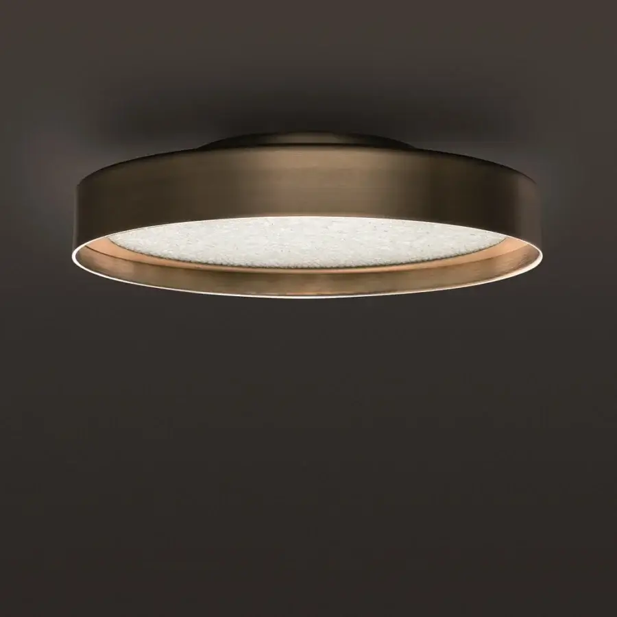 Elegant Oluce Berlin Wall/Ceiling lamp crafted in metal with wired glass and matte dark bronze finish