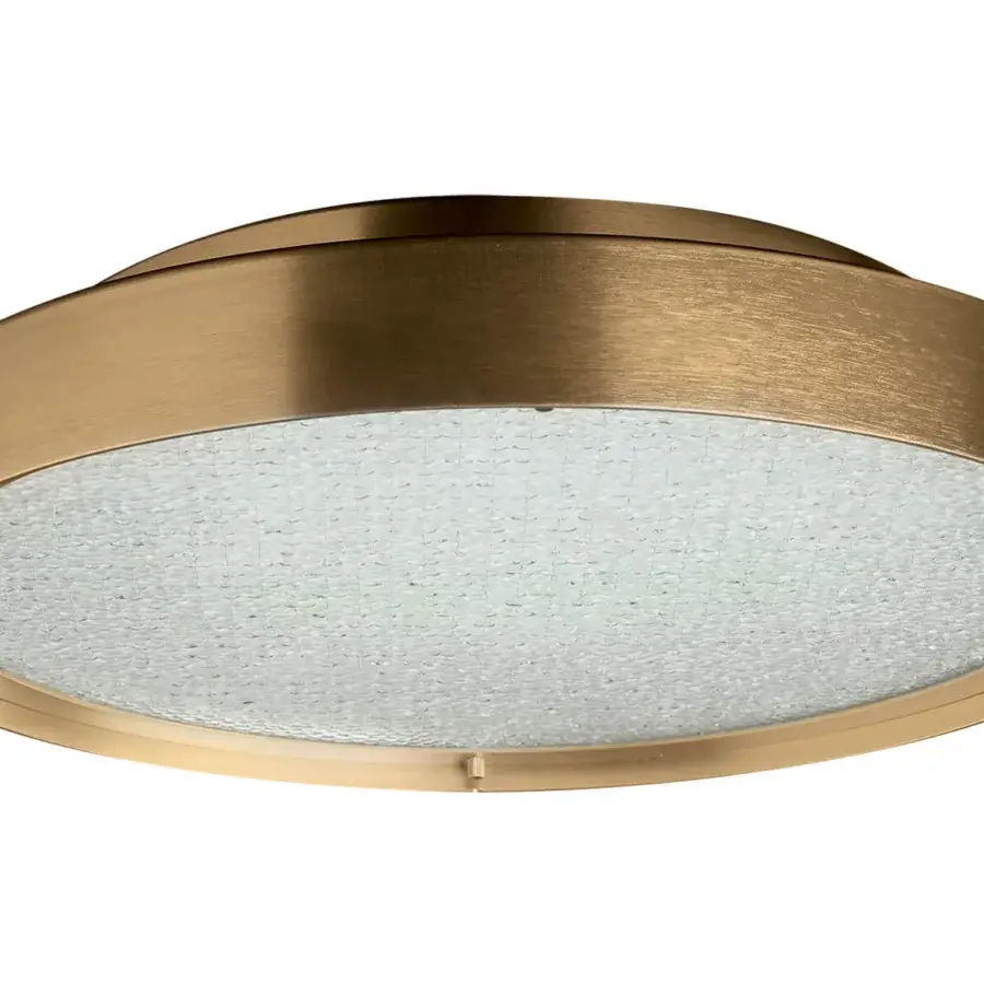 Distinguished Oluce Berlin Wall/Ceiling lamp crafted in metal with pearlescent white glass and warm golden-bronze finish
