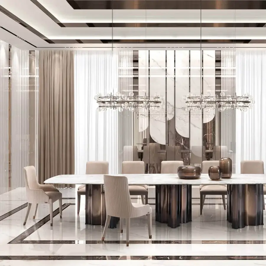 Captivating DV Home Collection Manhattan table with a glossy tabletop and striped stainless steel base crafted in Italy