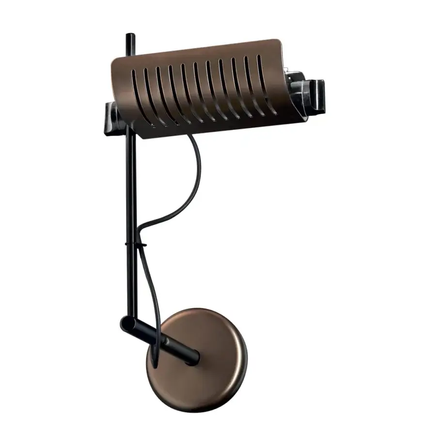 Distinguished Oluce Colombo wall lamp crafted in metal with a muted bronze finish and a cylindrical silhouette