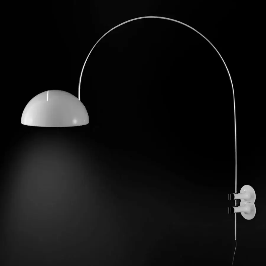 Superior Oluce Coupé wall lamp crafted in metal with a smooth satin finish delivering directed illumination