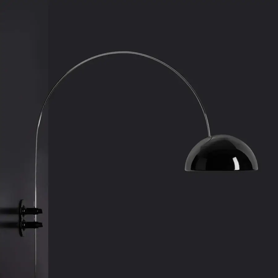 Elegant Oluce Coupé wall lamp crafted in metal with a high-gloss sheen and versatile directional mechanism