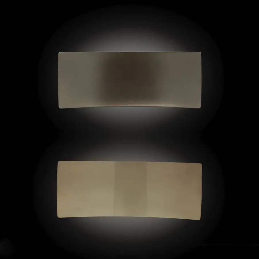 Distinctive Oluce Lens wall lamp crafted in Italy with translucent synthetic material and satin muted taupe gradient finish