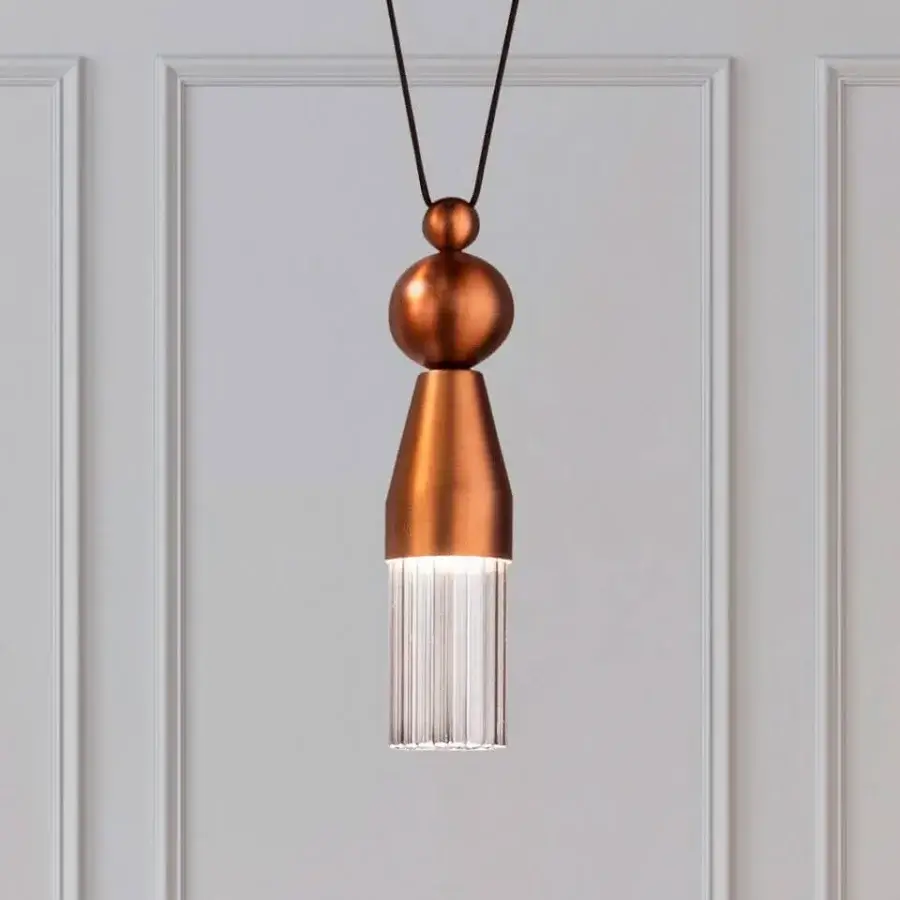 Superior Masiero Nappe suspension lamp crafted in painted metal with Pyrex diffusers and a satin copper finish