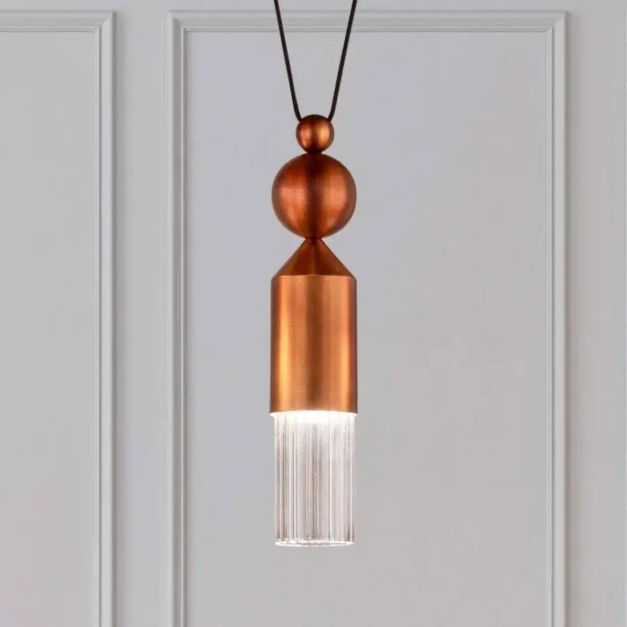 Superior Masiero Nappe suspension lamp crafted in painted metal with Pyrex diffusers and a warm coppery finish