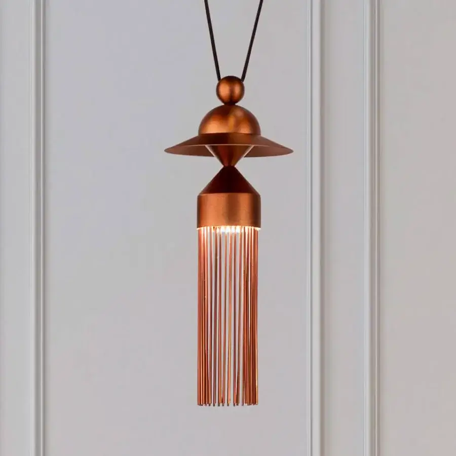 Captivating Masiero Nappe suspension lamp crafted in painted metal with a satin coppery tone and Pyrex diffusers