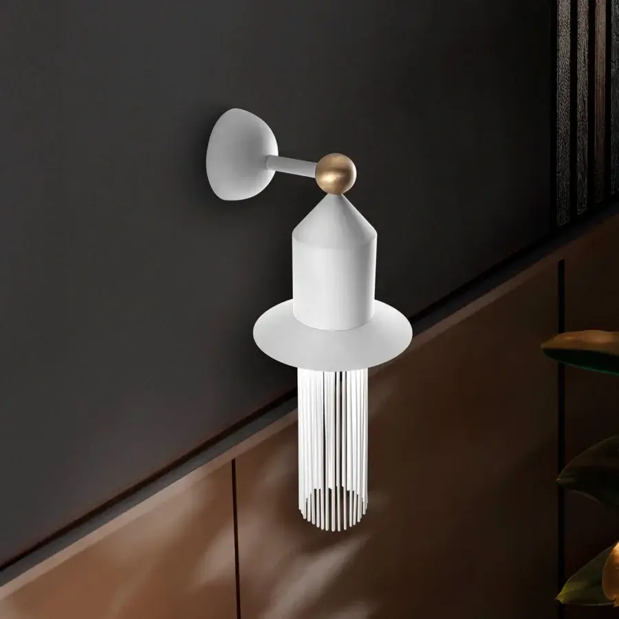 Distinguished Masiero Nappe wall lamp crafted in painted metal with delicate metal rods and matte white finish