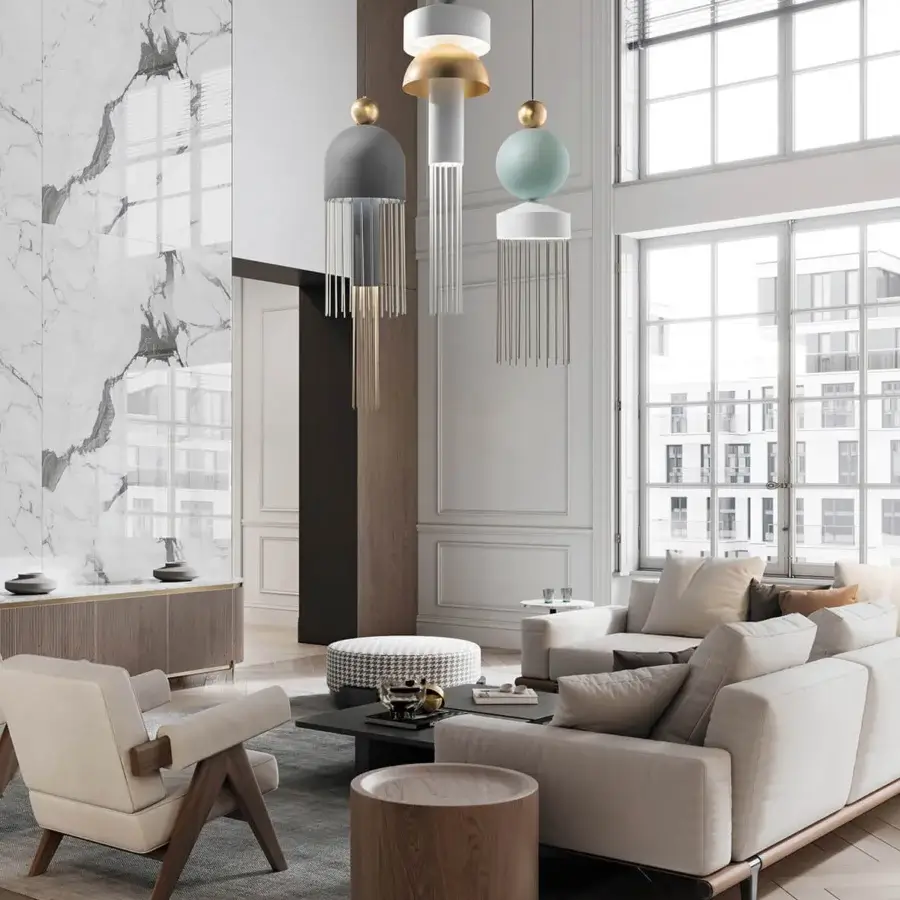 Captivating Masiero Nappe XL-XM suspension lamp crafted in grey painted metal with delicate Pyrex diffusers and chromatic contrast