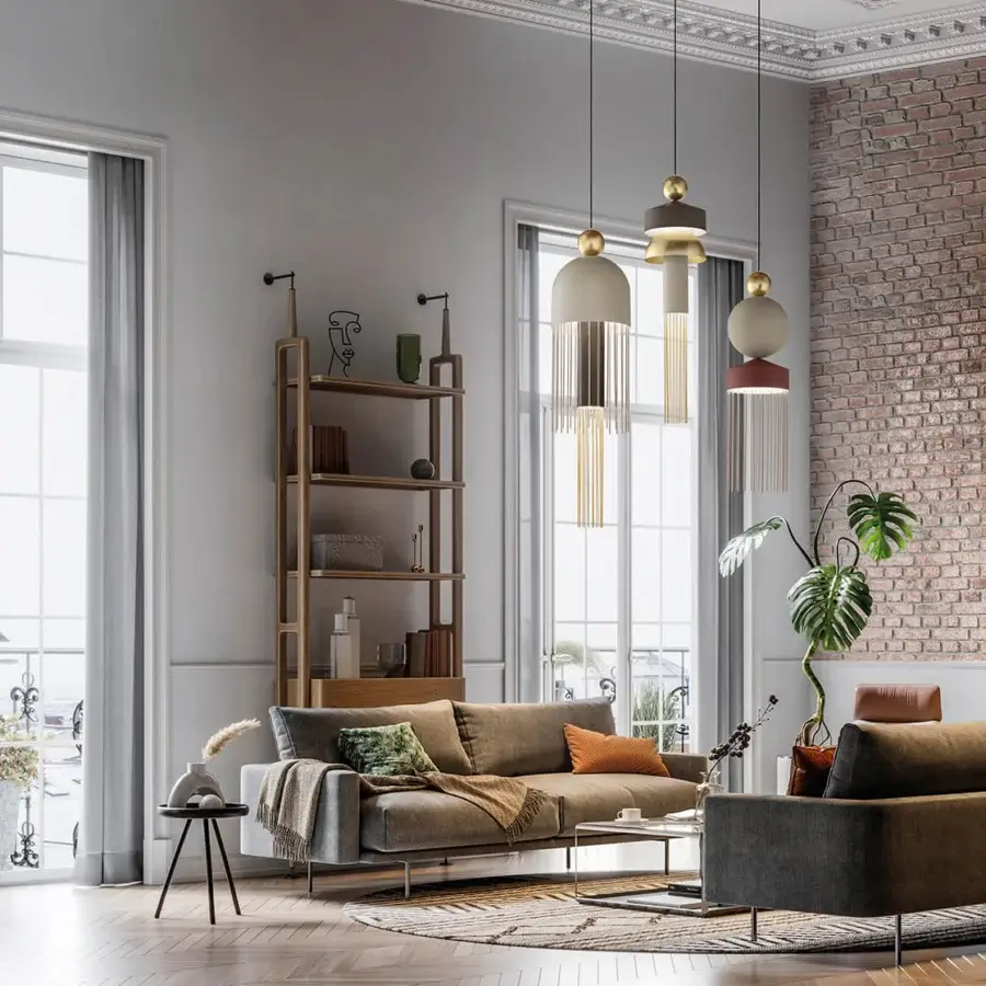 Distinguished Masiero Nappe XL-XM suspension lamp crafted in painted metal with Pyrex diffusers and a light beige matte finish