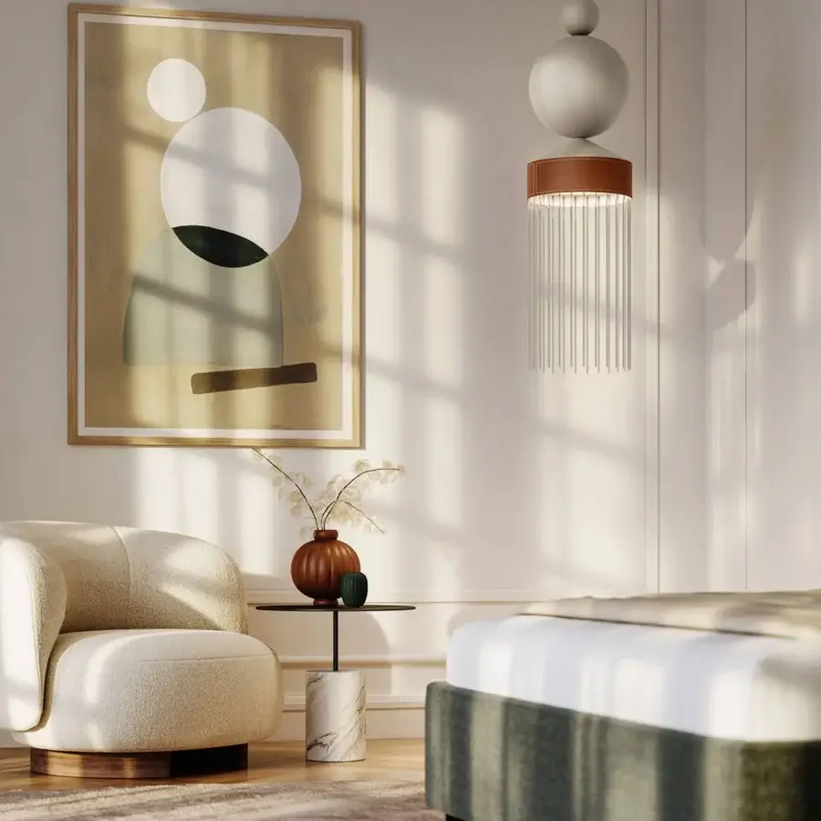 Elegant Masiero Nappe XL-XM suspension lamp with a painted metal frame and luxurious brown leather finish